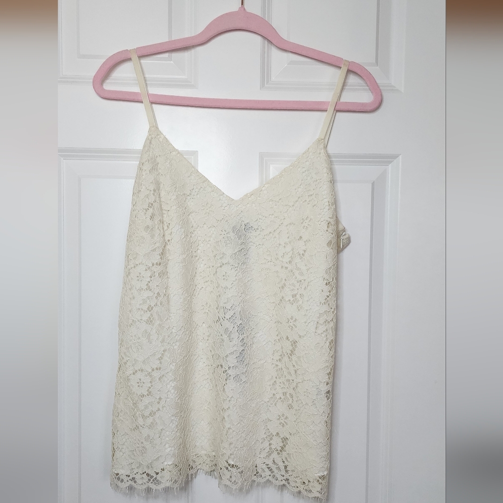 NWT Lauren Ralph Lauren ivory lace tank top sz 10
